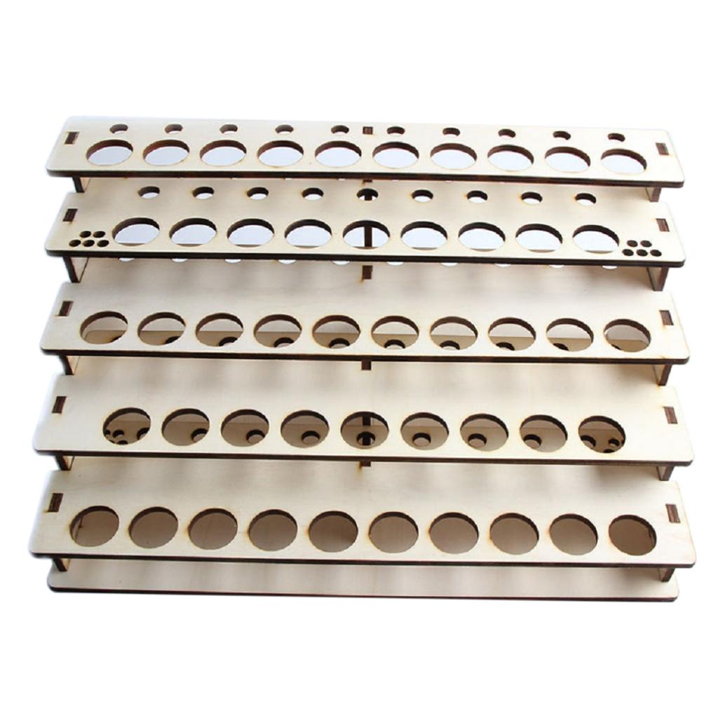 1Pcs Natural Wood Paint Rack Shelf Pigment Ink Bottles Organizer Storage Stand Holder, 46 Holes, Good Stability And Table Rack.