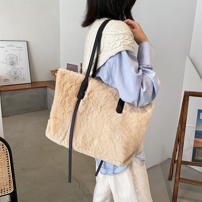 Borse a tracolla pelose per donna borse invernali borse e portamonete in morbida pelliccia sintetica morbida borsa a mano ad alta capacità da donna 6527