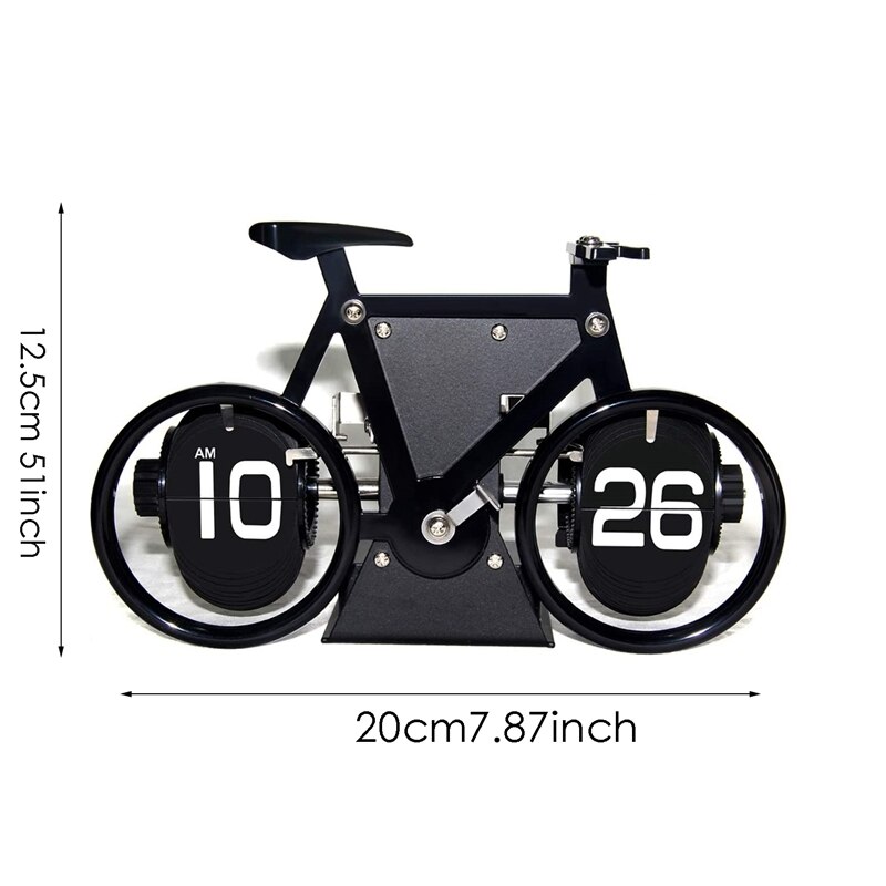 Flip Clock Retro Style Bicycle Shaped Flip Clock Classic Mechanical Desktop Clock, Digital Display for Office Decoration