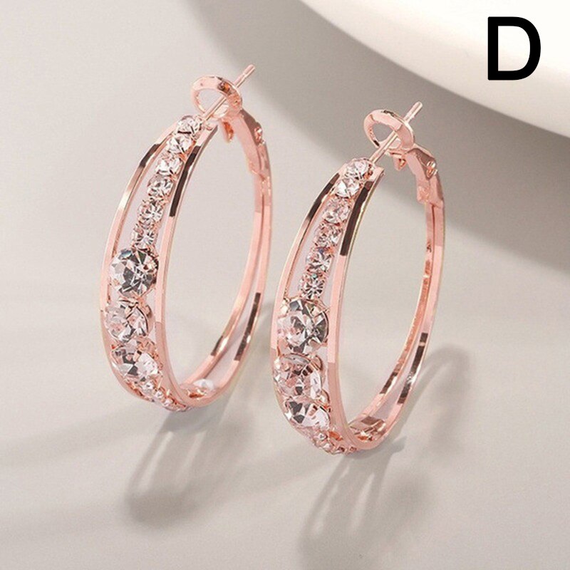 Cirkel Kristal Hoepel Oorbellen Goud Zilver Kleur Geometrische Opknoping Dangle Oorbellen Voor Vrouwen Vrouwelijke Mode-sieraden: Rose Gold