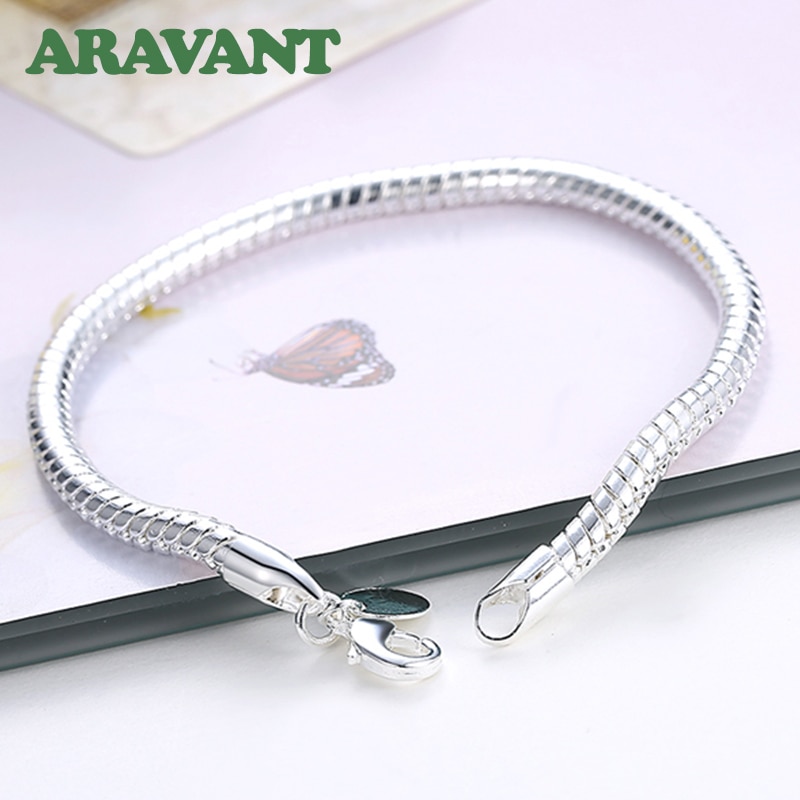925 sølv 4mm slangekæder armbånd armbånd til kvinder bryllups smykker
