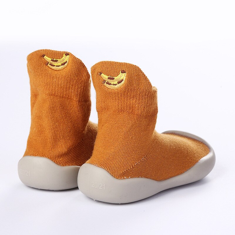 Baby Shoes First Shoes Cute Fruit Embroidery Toddler Shoes First Walker Boys Girls Soft Rubber Sole Kids Anti-Slip Booties: Yellow / 14.5cm Inside 24-25