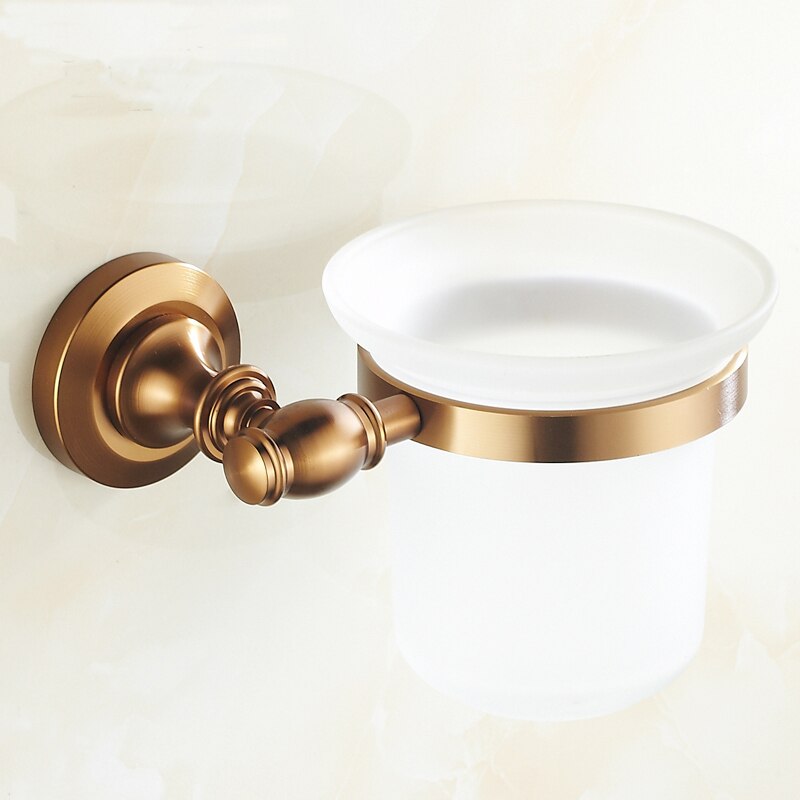 Europese stijl badkamer wc borstel houders set, Ruimte Aluminium wc rack kit vintage, Retro toiletpot geborsteld goud