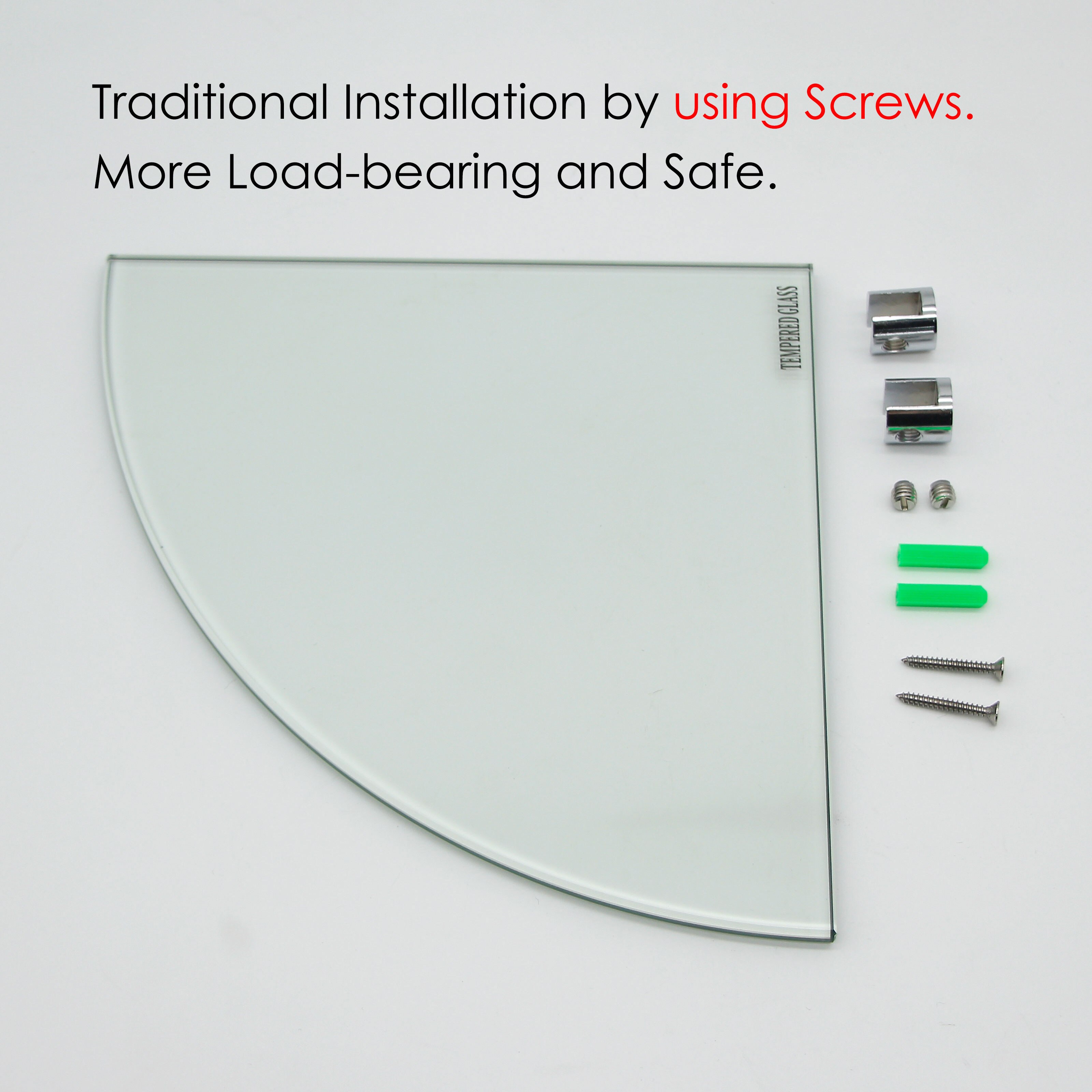 mokhome Bathroom 8mm Thick Glass Shower Corner Shelf 9”x9” Floating Wall Mounted Shelves Tempered Glass Caddy for Home Decor