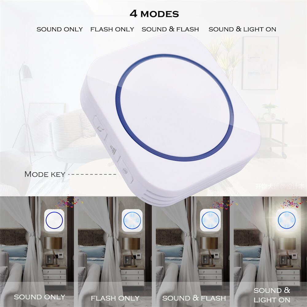 SMATRUL self powered Waterproof Wireless DoorBell Cordless Door Bell ring night light no battery EU plug home button Receiver