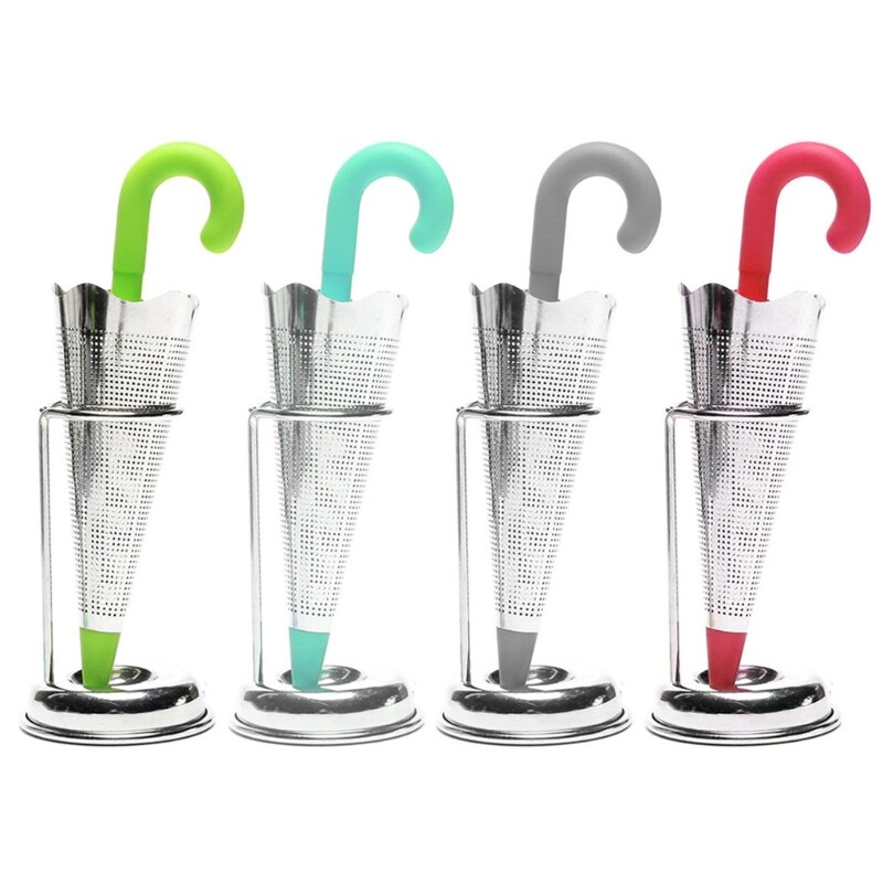 Infusor de té de acero inoxidable en forma de paraguas, filtro de especias de silicona a base de hierbas, colador, soporte para amantes del té: Default Title