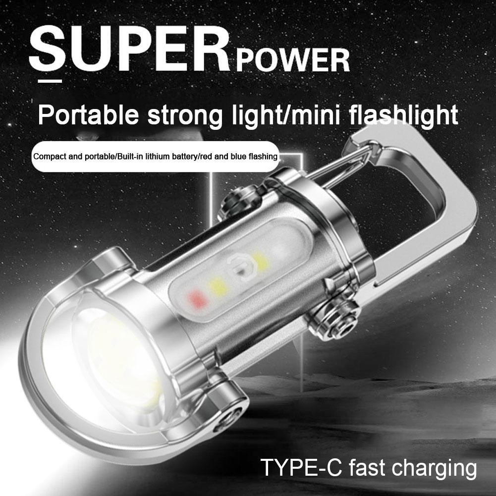 Rechargeable Keychain Flashlights 800 Lumens EDC COB Work Light 7 Modes Emergency Keychain Light for Walking Searching Hiking