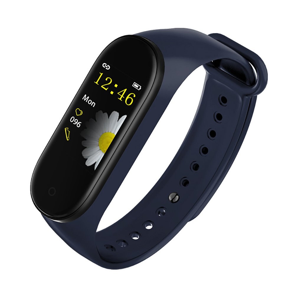 M4 Smart Band 4 Fitness Tracker Horloge Sport Armband Hartslag Bloeddruk Smartband Monitor Gezondheid Polsband: Blue line charging