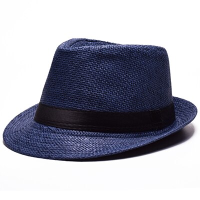 EAGLEBORN Straw Cap Man Women Formal Jazz Caps Male Panama Hats Beach Sun Hat Man Trendy Cowboy Dance Fedora hat Casquette: Blue