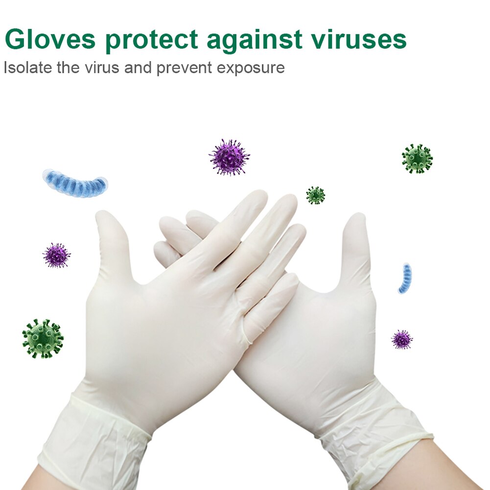 100pcs Disposable Latex Gloves White Non-Slip Acid and Alkali Laboratory Rubber Latex Gloves Household Cleaning Washing Products