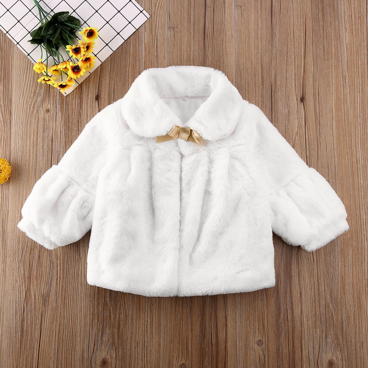 Pudcoco Winter Toddler Baby Girl Clothes Solid Color Long Sleeve Warm Coat Outerwear Cotton Clothes: White / 12M