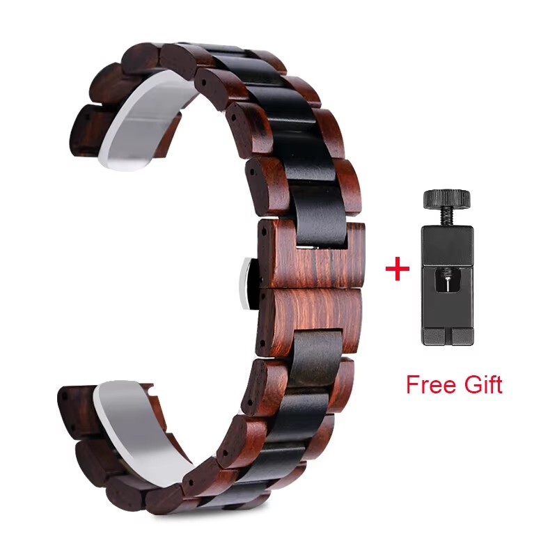Correa de muñeca de madera para Xiaomi Huami Amazfit Bip/Bip S U GTS 2 GTR 47MM Stratos 3/2/2S correa de reloj reemplazar correas accesorio 20 22mm: XXXXXL / Negro carbón