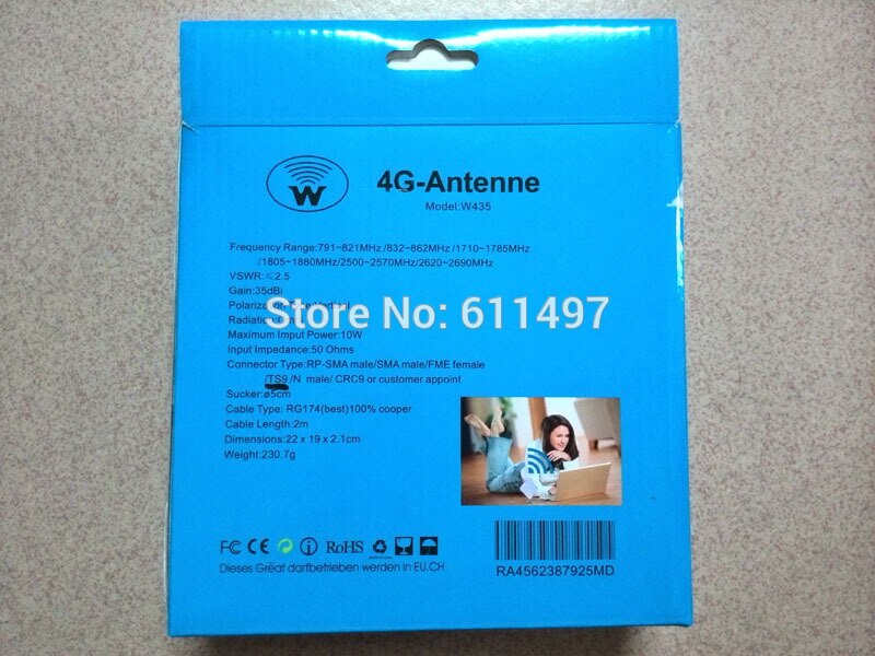 35dBi 4G Antenne Met TS9 Connector Voor Huawei E392 E398 E589 E5372 E5375 E5756 E5776