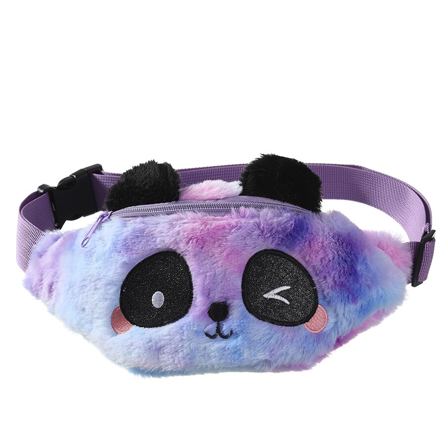 Cute Unicorn Children's Fanny Pack Girls Waist Bag Plush Toys Belt Gradient Color Chest Bag Cartoon Coin Purse Travel Chest Bag: purple colorful