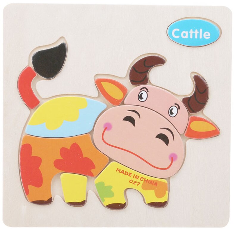 Color Cognition Board Montessori Educational Toys For Children Wooden Toy Jigsaw Kids Early Learning Color Match Game: Cattle Type 3