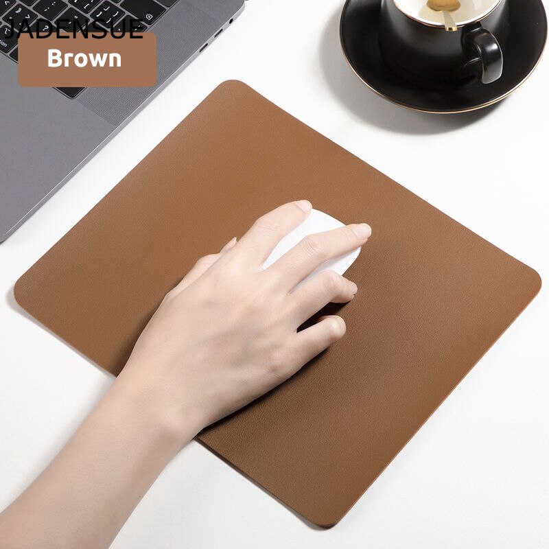 Lindo Mouse Pad de cuero de la PU de Color sólido Simple escritorio Mats impermeable de la Oficina alfombrilla de ratón para portátil Juegos de ordenador Deskpad: 25x21cm Brown