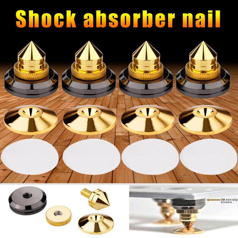 1 Set /4 Set Gold Speaker Spike Floor Discs Stand Foot Cone Insulation Spikes Shock Pin Nails And Pads Accessories