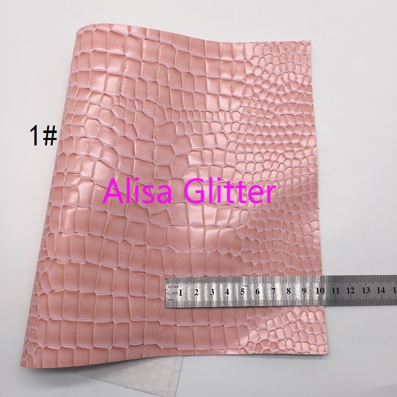 Alisa-cuero sintético de grano de cocodrilo rosa brillante, tamaño A4, 21x29cm, tela con estampado de leopardo dorado, para manualidades, G250, 1 Uds.: 1