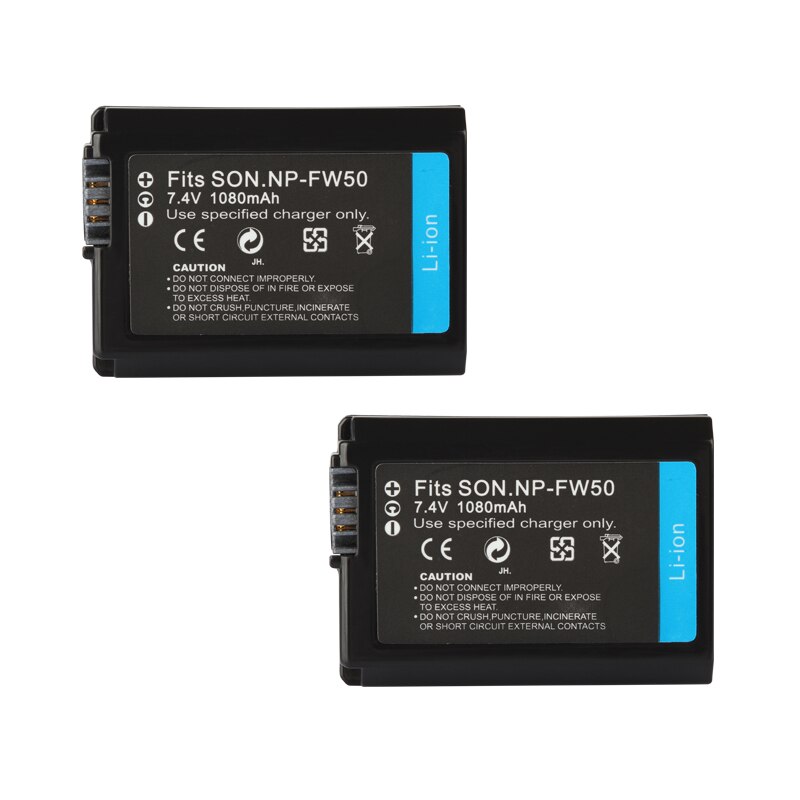 NP-FW50 NP FW50 cargador de batería para Sony Alpha a7 a7rii alfa 7R a7R Alpha 7S a7S a3000 a5000 a6000 a6300 a6500 1080mAh Cámara: 2Battery