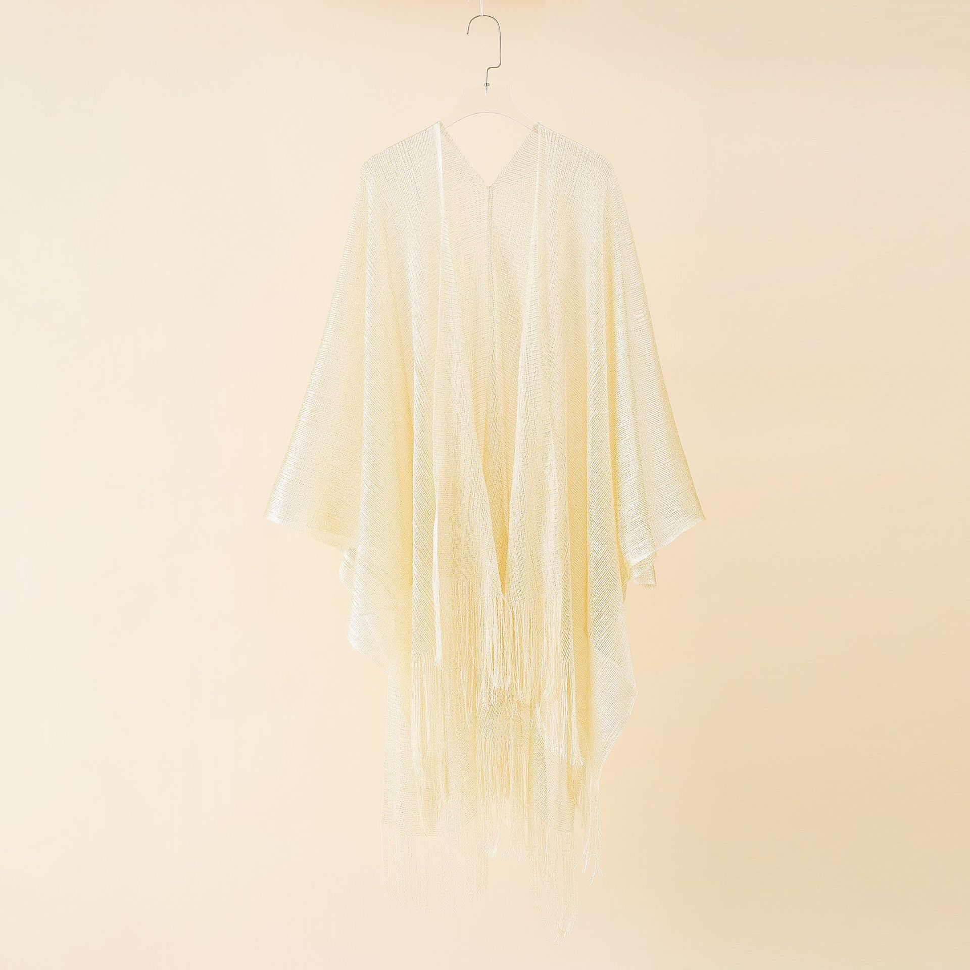 Women's Tops Loose Tassels Coverups Beach Swim Bikini Kimono Cardigan Bathing Suit Cover Ups Blouse for Swimwear Resort Wear: Ivory