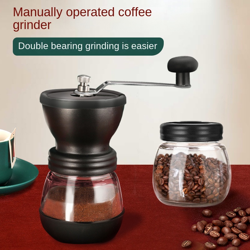 Manual Grinding Machine Double Bearing Labor-Saving Manual Coffee Bean Grinder Mill Ceramic Movement Hand-Grinding Coffee