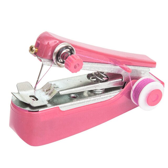 1Pc Rode Mini Naaimachines Handwerken Draadloze Hand-Held Kleding Nuttig Draagbare Naaimachines Handwork Gereedschap Accessoires: Pink