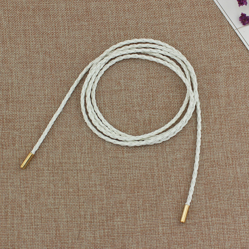 Cuerda de cintura larga tejida para mujer, Cinturón fino de 160cm, decoración Simple, lazo para vestido, cinturones de , 1 unidad: Blanco