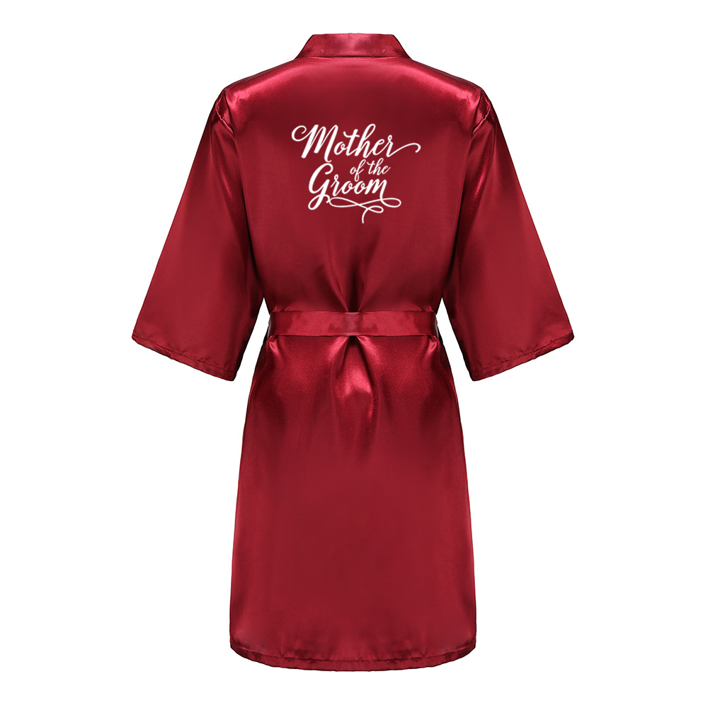 Bury Bridesmaid Mother Of The Bride Robes With White Letters Wedding Women Satin Bridal Party Bathrobe