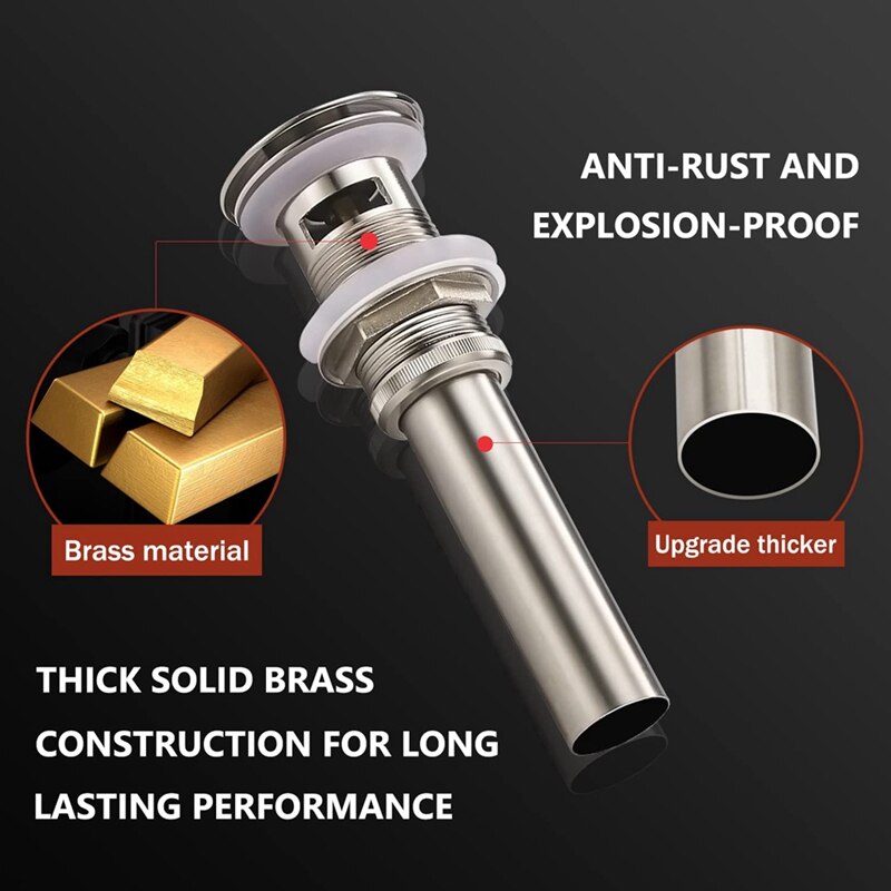 Bathroom Sink Drain Stopper Popup Drain With Overflow For Vessel Sink Lavatory Vanity