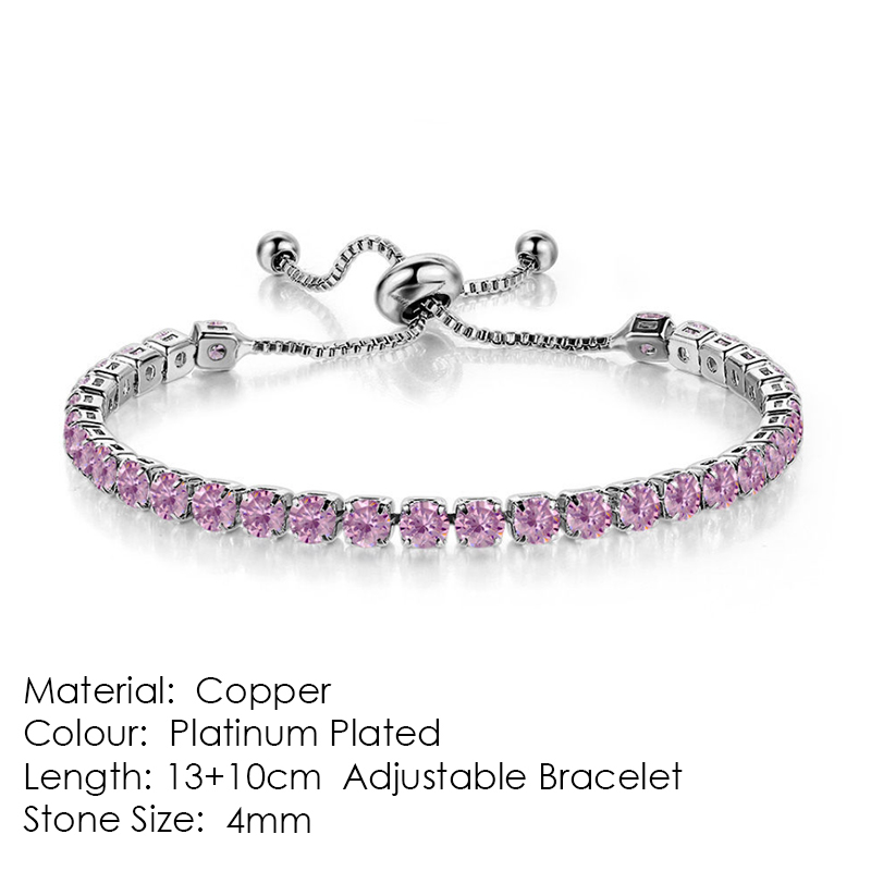 Tennis Armbanden Voor Vrouwen Shining Wit Goud Kleur Single-Layer Zirkoon Verstelbare Slider Gesp Bedelarmband Mode-sieraden
