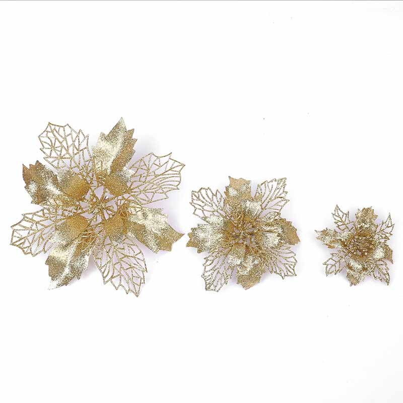 Arbre suspendu 10 pièces/ensemble fleur de noël Poinsettia fête décoration offre spéciale 9/11/16CM populaire paillettes