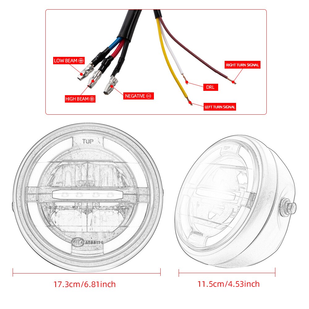 7 Zoll LED Motorrad Scheinwerfer Blinker Universal- 7 "Runde Kopf Licht Scheinwerfer Cafe Rennfahrer Bobber Honda