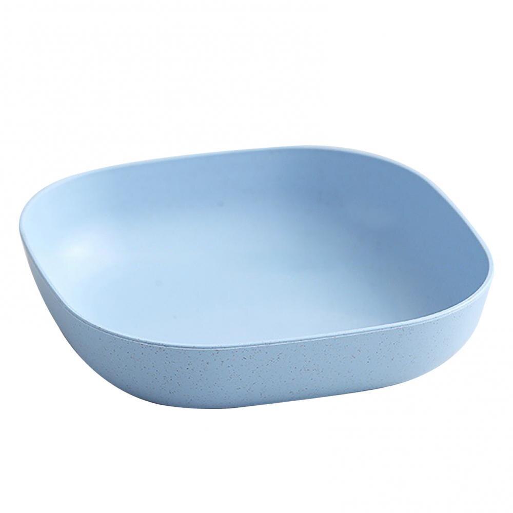 Plato irrompible de paja de trigo para ensalada, platos para el hogar, aperitivos, ensaladera cuadrada, plato de cena, vajilla de cocina: Azul