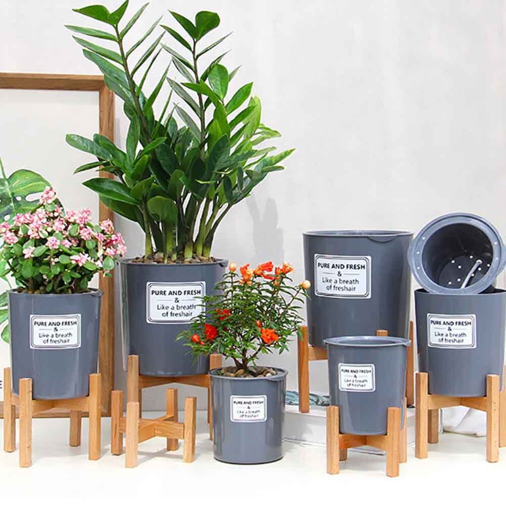 Mid Century Plant Stand Flower Pot Holder Display Rack Modern Non Wobbly Office Indoor Outdoor Home Decor Wood Shelf Bonsai