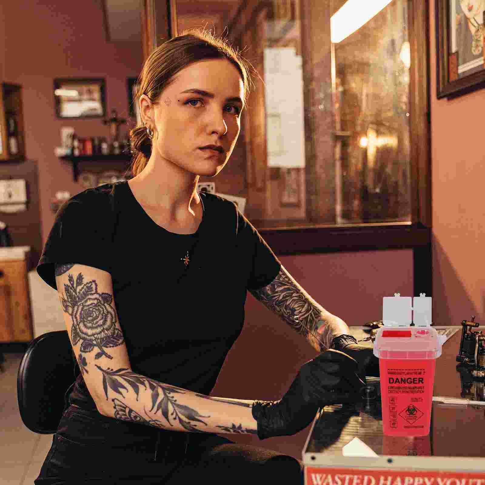 2Pcs Bucket Sharps Container Thickened Disposal Box Sharps Bucket Disposal Container for Tattooing Disposal Wastes: Red