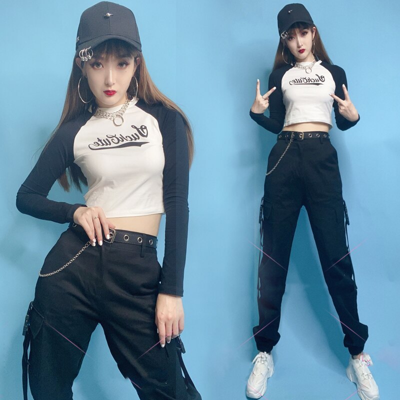 Ropa de competición de grupo de baile callejero de Hip Hop, trajes de baile de Jazz femenino, atuendo Rave, ropa moderna para mujeres DNV13318