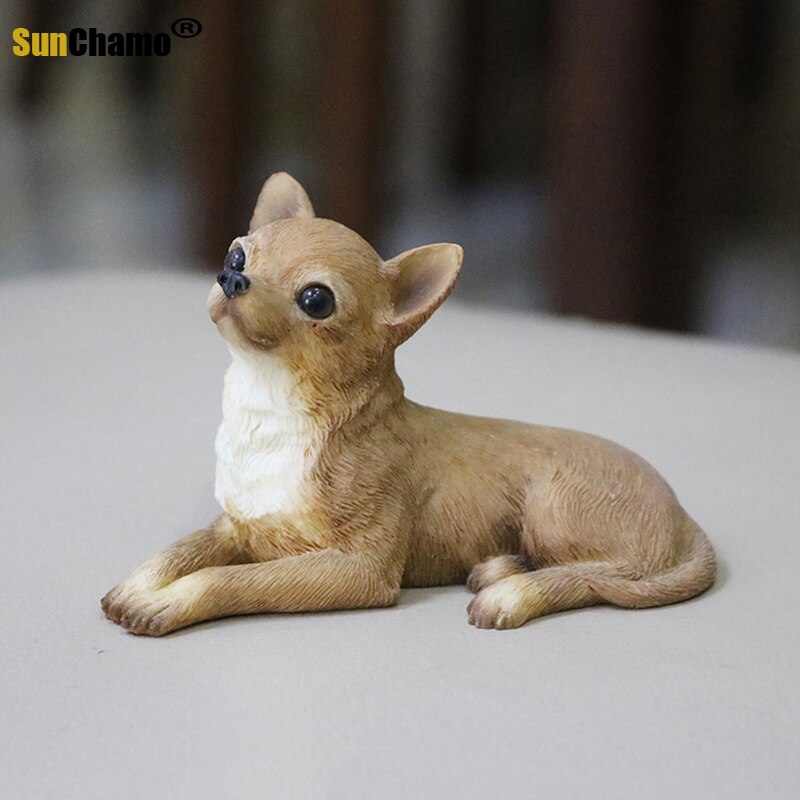 Mini chihuahua hund model bil dekoration harpiks håndværk samling dekoration hjem indretning håndværk ornamenter