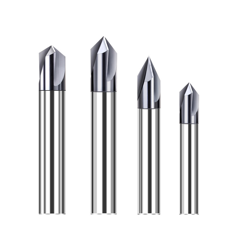 Fresa de chaflán, avellanador de esquina de carburo, fresa de extremo de biselado, bordes de desbarbado, enrutador de ranura en V 60, 90, 120 grados, 2 y 3 flautas