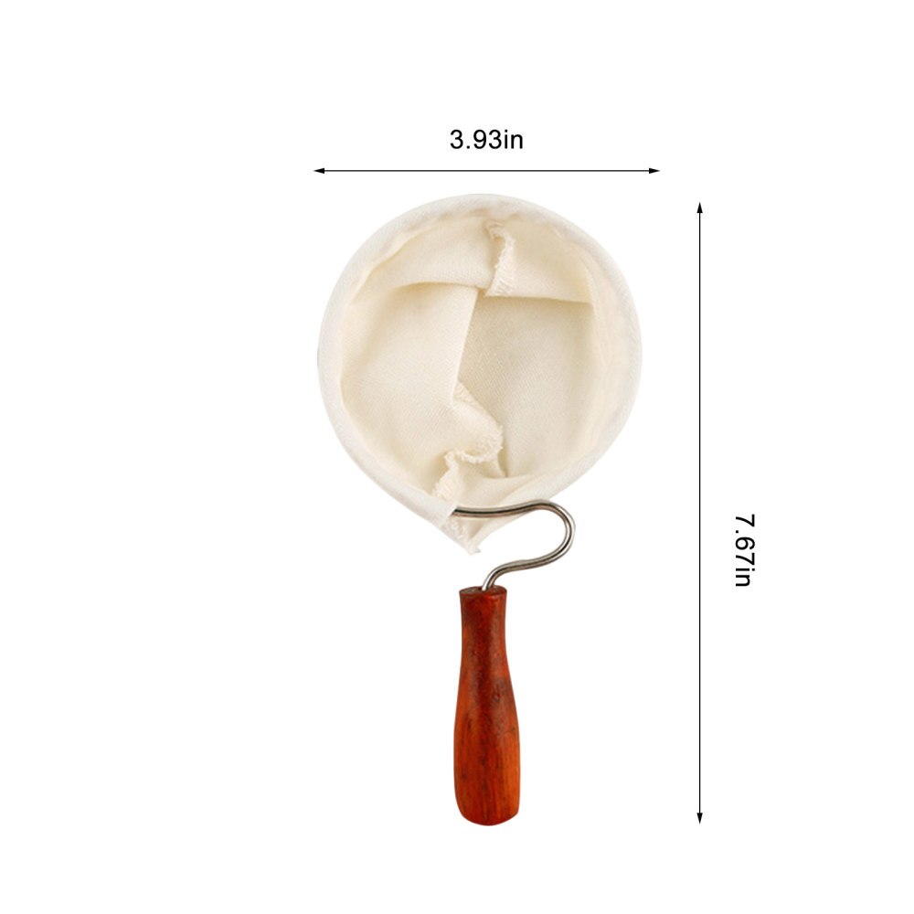 Reusable Coffee Filter Bag Cloth Handmade Coffee Filter Strainer With Wood Handle Filter Pack Pot Flannel Cloth Mesh Basket Tool: 100MM