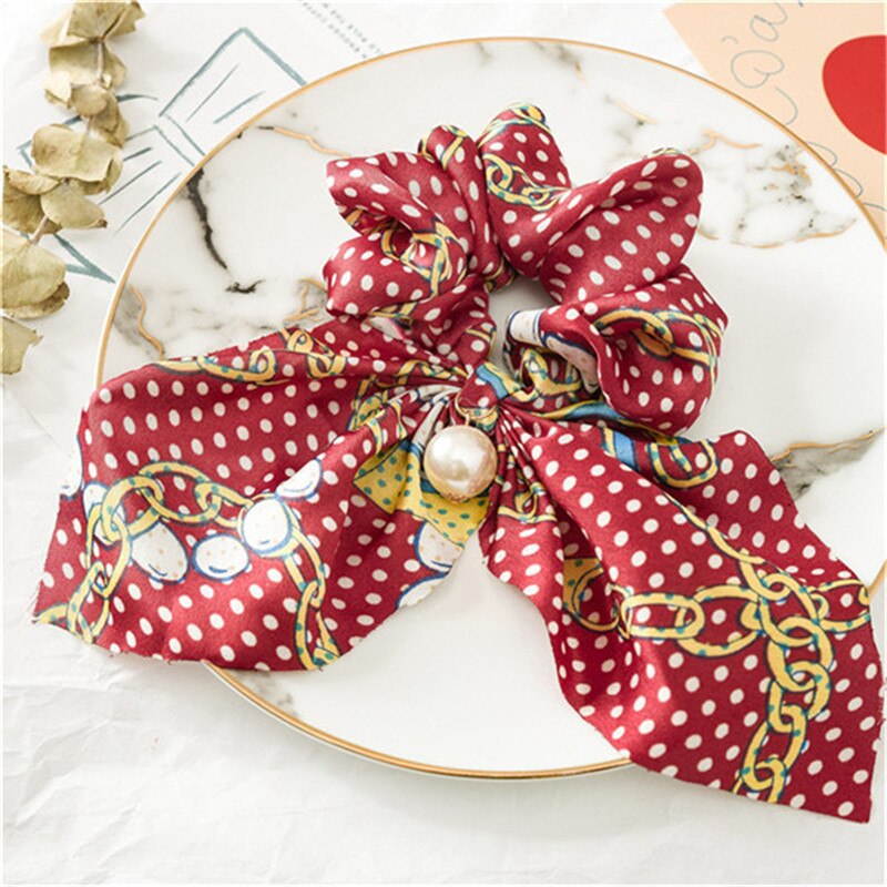 Sommer hestehale tørklæde elastisk hårreb til kvinder hår sløjfer scrunchies hårbånd med blomsterprint bånd hårbånd: 10