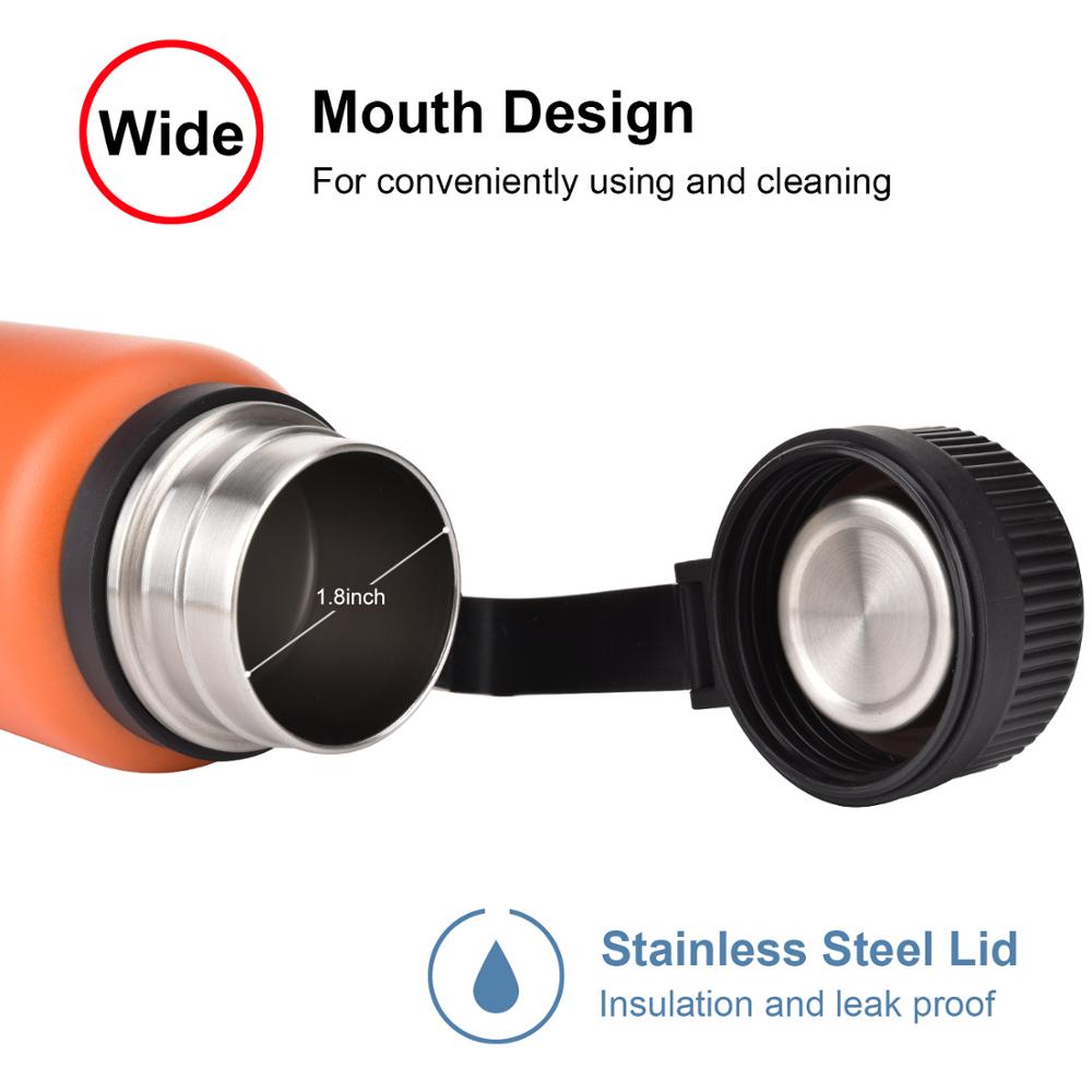 Stainless Steel Water Bottle Popular Powder Coated Double Wall Vacuum Insulated Water Bottle Cold for 24 hours & for 12 hour