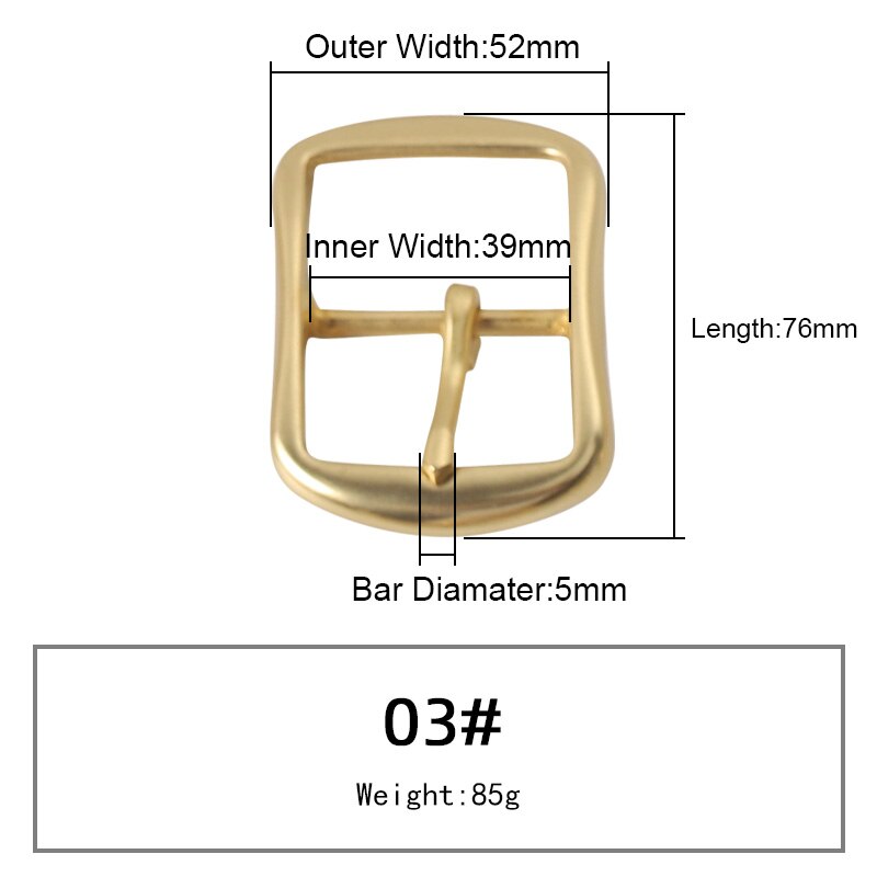 WUTA Solid Brass Belt Buckle Pure Copper Women Men&#39;s Pin Buckle Manual DIY Leather Craft Hardware-Various Size: 003