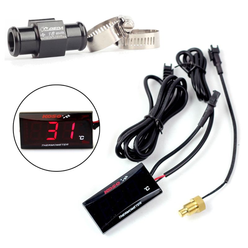 Motorcycle Thermometer Universal Digital Moto Water Temp Digital Display Temperature Gauge Meter: R-18