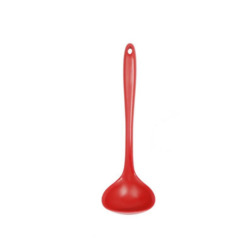 Rice Cooker Silicone Spoon for Cooking Spatula Kitchen Ladle Heat Resistant Tableware With Hollow Out Long Handle Spoon Bar: soup spoon Red