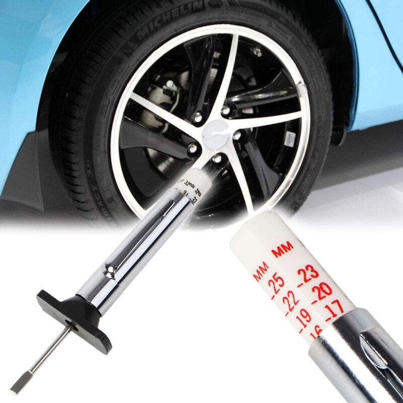 Vehicle Motor Tyre Rubber Tread Depth Gauge Metric Standard Measure Tester Wear