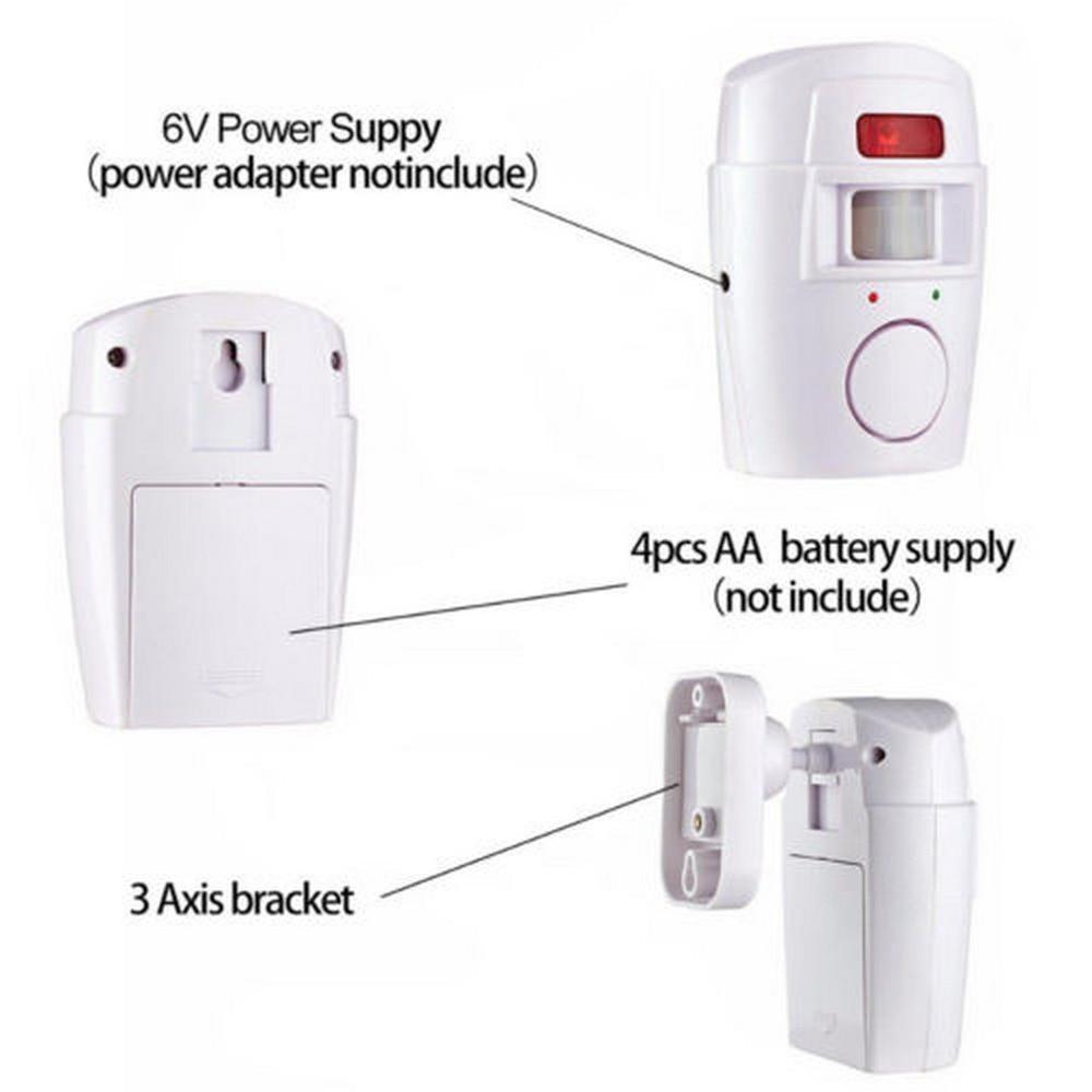 Wireless Remote Controlled Mini Alarm with IR Infrared Motion Sensor Detector & 105dB Loud Siren For Home Security Anti-Theft