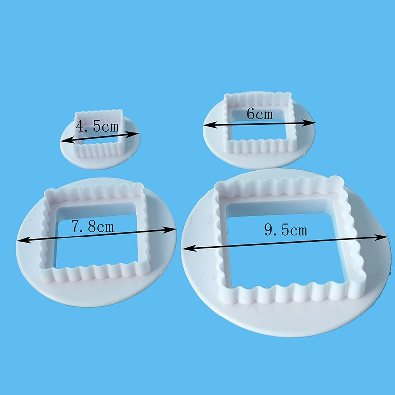 4 Pcs/Set Food Grade Plastic Square Shape Cookie Mold Cutter Cake Printing Fondant Cutter Mould Cake Decorating Tools