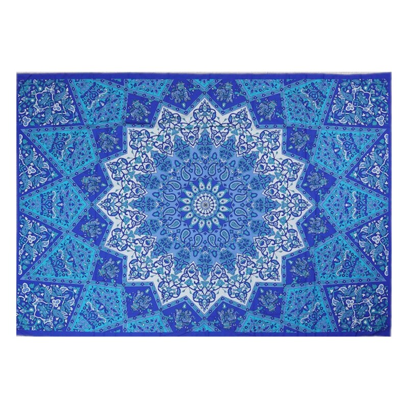 Indiano Mandala elefante stampa digitale 3D appeso a parete arazzo telo cavalla tenda da viaggio coperta da campeggio decorazione domestica M7DA: Blu