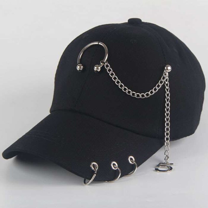 Cappello papà Creativo Piercing Anello Berretto Da Baseball Punk Hip Hop Protezioni del Cotone Adulto Casual Solido Regolabile Unisex Protezioni di Snapback: c1