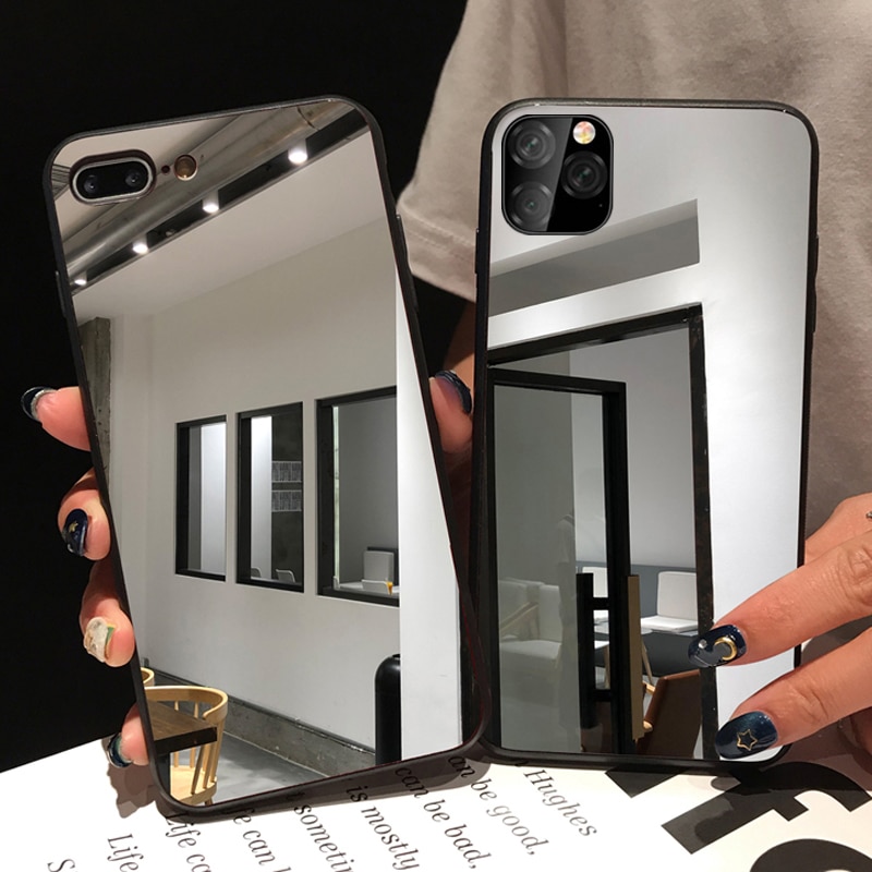 machen-hoch Spiegel praktisch hülle für iPhone 11 12 13 14 15 Profi Max 13Mini Stoßstangen schutz abdeckung für iPhone XS Max XR 7 8Plus Rücken tasche